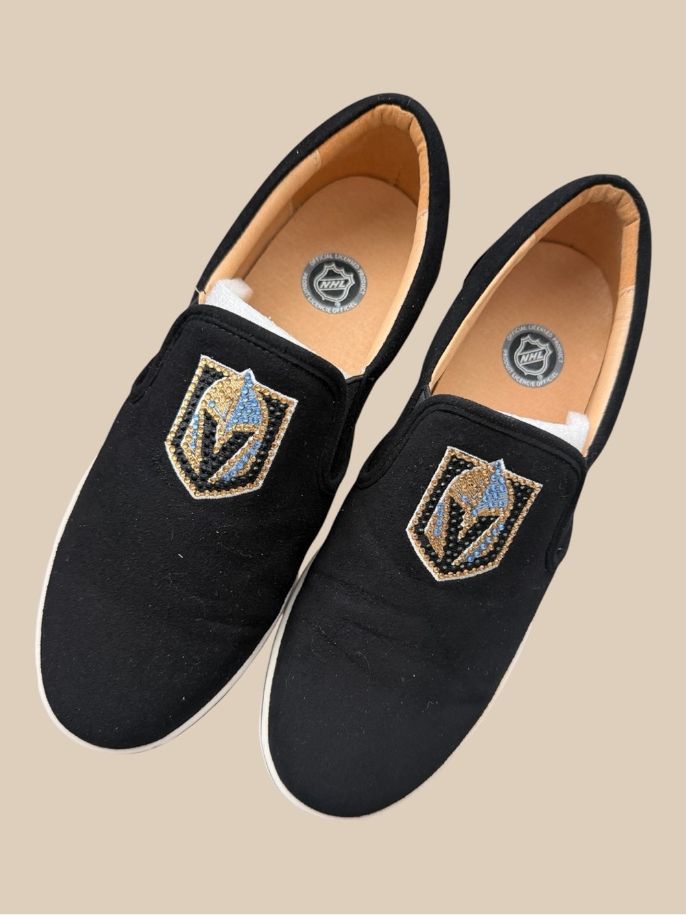 Black Slip-On Women's Sneakers - Vegas Golden Knights Shoes